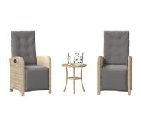 vidaXL Ensemble Bistro 3 pièces avec coussins Mélange beige Poly rotin