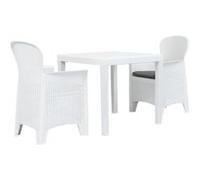 vidaXL Ensemble Bistro 3 pièces plastique blanc aspect rotin