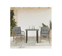 vidaXL Ensemble Bistro 3 pièces avec coussins Mélange beige Poly rotin