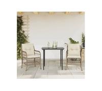 vidaXL Ensemble Bistro 3 pièces avec coussins Beige Poly Rattan