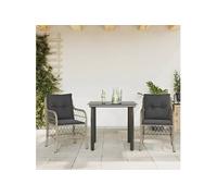 vidaXL Ensemble bistro 3 pièces 3212173 Poly rotin avec coussins gris clair