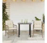 vidaXL Ensemble bistro 3 pièces avec coussins en poly rattan beige
