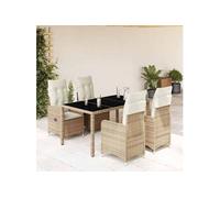 vidaXL – Ensemble bistrot de jardin 5 pièces avec coussins – Poly Rattan Beige