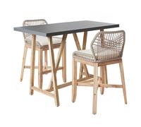 Ensemble de Bistro en Béton Bois d'Acacia Jardin 2 Chaises et une Table Cou