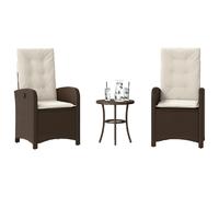 vidaXL Ensemble Bistro 3 pièces avec coussins Marron Poly Rattan