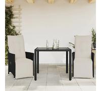 vidaXL Ensemble Bistro 3 pièces avec coussins Noir Poly Rattan