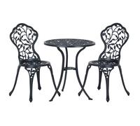 Ensemble de bistrot 3 pièces - Outsunny - 2 chaises et 1 table ronde - style antique - pour jardin, terrasse, balcon - noir