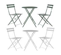 Ensemble de bistrot 3 pièces, salon de jardin, table de balcon, chaise, mobilier de patio, métal thermolaqué, pliable Weiß