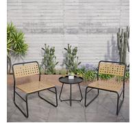 Set de bistrot 'Brienza' 3 pièces poly rotin beige