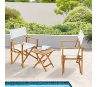 Ensemble de bistrot « Capistrello » : ensemble 3 pièces comprenant 1 table et 2 chaises pliantes en bois d'eucalyptus, blanc