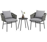 Ensemble de bistrot Outsunny 3 pièces en rotin, avec 2 fauteuils de jardin et une table basse