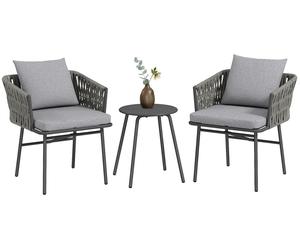 Ensemble de bistrot Outsunny 3 pièces en rotin, avec 2 fauteuils de jardin et une table basse