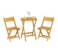 Ensemble de bistrot - Outsunny - 3 pièces pliable, table ronde et 2 chaises, san montage - bois d'acacia - 60x60x75cm - naturel