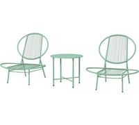 Ensemble de bistrot Zerboco, 3 pièces, en acier, résistant aux intempéries, comprenant une table de bistrot + 2 chaises en forme de coquillage, ensemble de balcon, salon de jardin, vert