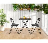 Ensemble de bistrot Zubaliya, 3 pièces - Noir - Pliable et résistant aux intempéries - Acier avec revêtement E-Coating