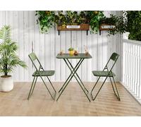 Ensemble de bistrot Zubaliya, 3 pièces - Vert - Pliable et résistant aux intempéries - Acier avec revêtement époxy