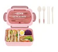 Ensemble de boîte à bento pour adultes, unisexe, design à 3 compartiments, comprend des ustensiles, des contenants à sauce, des caissettes à muffins, micro-ondes et lave-vaisselle, marron (couteau, fo