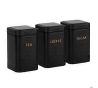 Ensemble 3 Boîtes pour Thé Café Sucre 9x14,5cm Hermétique Noir