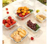 Ensemble de boîtes de conservation alimentaire en verre de 370 ml - Boîte à bento thermique, boîte à déjeuner étanche avec fermeture. Convient au lavage à la main, micro-ondes, four et réfrigérateur. 