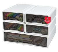 Ensemble de boîtes de rangement pour tiroirs, 5 pièces, empilables, en plastique, de couleur blanche