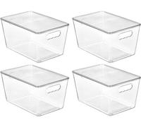 Ensemble de boîtes de rangement transparentes et empilables Unyqoos® – Fabriquées en polyéthylène sans BPA, capacité de charge jusqu'à 8 kg, avec poignées, idéales pour la cuisine et le réfrigérateur