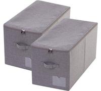 Ensemble de boîtes de rangement Unyqoos® pour placard, 60 litres (58 x 32 x 33 cm), pliables avec fermeture éclair, compartiment pour étiquettes et poignées de transport, couleur gris foncé