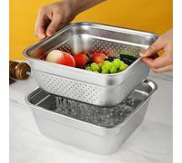 Ensemble de bols 2 en 1 en acier inoxydable conçus comme une cuve à vaisselle et une passoire pour les tâches quotidiennes de cuisine, y compris le lavage et l'égouttement (24 cm)
