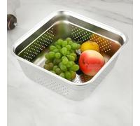 Ensemble de bols 2 en 1 en acier inoxydable conçus comme une cuve à vaisselle et une passoire pour les tâches quotidiennes de cuisine, y compris le lavage et l'égouttement (26 cm)