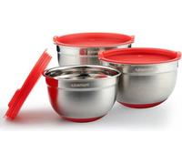 Ensemble de bols mélangeurs en acier inoxydable 304 avec couvercles hermétiques - bols emboîtables avec graduations et fond antidérapant - 2 l, 15 l, 1 l - bols pour la cuisson et le service - modèle 