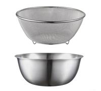 Ensemble de bols mélangeurs en acier inoxydable avec filtre en filet pour le lavage des fruits, la préparation de la salade, design gigogne, 26 cm (16 cm)