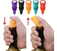 Ensemble de bouchons de bouteille de vin et de boisson en Silicone, 1 pièce, bouchons de scellage de bouteilles de Champagne anti-fuite, bouchon économiseur de liège de vin réutilisable Black