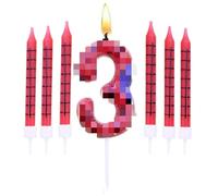 Ensemble de Bougies D'anniversaire,Bougie Numéro 3 avec 6 Bougies Longues,Bougie Anniversaire pour Gâteau pour Filles, Garçons,Décorations de Fête D'anniversaire