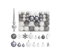 Ensemble de boules de Noël 111 pièces blanc et gris polystyrène, boule de sapin de Noël, décoration de Noël à suspendre, décoration de Noël