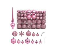 Ensemble de boules de Noël 111 pièces rose polystyrène, boule de sapin de Noël, décoration de Noël à suspendre, décoration de Noël