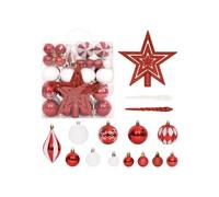 Ensemble de boules de Noël 64 pcs Rouge et blanc