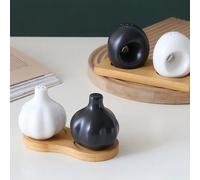 Ensemble de bouteilles d'assaisonnement en céramique japonais Simple, noir et blanc, ensemble créatif de salière en forme d'oignon, pots à épices, décoration d'armoire Seasoning Jar SET B