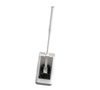 Ensemble de brosse de toilette ergonomique incurvée avec base de rangement et amovible pour outils de nettoyage de salle de bain, brosse de toilette incurvée pour taches tenaces