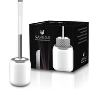 Ensemble de brosse de toilettes en silicone, blanc et gris, ronde