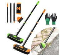 Ensemble de brosse polyvalente 3 en 1 avec tête métallique et racloir, outil de nettoyage de la mousse, poignée amovible pour jardin, allée, G + O