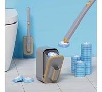 Ensemble de brosse WC murale avec 72 têtes de brosse et support, kit d'outils de nettoyage Clete pour salle de bain, système WC Pl en gris pour une hygiène sans effort