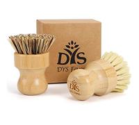 Ensemble de brosses à vaisselle en bambou - Brosse à récurer en bois de palmier de cuisine, brosses à vaisselle à bulles, brosses à récurer naturelles pour laver la vaisselle, poêles, légumes, évier