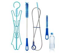 Ensemble de brosses de nettoyage de vessie d'hydratation - Nettoyant à long manche en acier inoxydable 304, épurateur de tube flexible, système de support de séchage pliable | Kit d'entretien de sac à