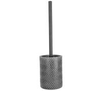 Ensemble de brosses de toilettes - Brosse WC avec support - 37 cm, en plastique - Motif géométrique - Accessoire de salle de bain - Gris