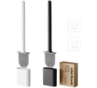 Ensemble de brosses de toilettes en silicone, à fixation murale, flexible, blanc et noir