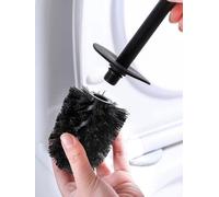 Ensemble de brosses WC à fixer au mur, marque Unyqoos®, en acier inoxydable SUS-304 – fixation adhésive, longue poignée, tête amovible et protection anti-éclaboussures en silicone