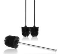 Ensemble de brosses WC avec tête interchangeable – manche n acier inoxydable – 3 pièces – noir – Ø 8 cm