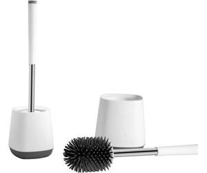 Ensemble de brosses WC Ibenzoa® – brosse WC flexible avec une tête de brosse large, système anti-gouttes, manche en acier inoxydable résistant à la rouille, support égouttoir et pince de nettoyage