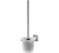 Ensemble de brosses WC Unyqoos® avec verre mat et acier inoxydable brossé – Design Softcube, inclut le matériel de montage pour fixation murale, gain de place