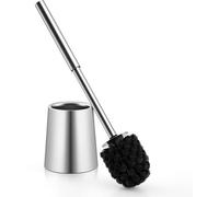 Ensemble de brosses WC Unyqoos® – brosse de toilette élégante et robuste, avec manche et support en acier inoxydable, couleur argent, poils en PP, design ergonomique pour la salle de bain