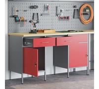 Ensemble de bureau et table 3 pièces vidaXL en bois d'ingénierie et acier rouge